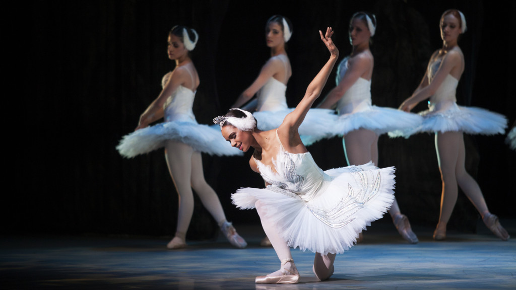 Misty Copeland (center) performs in the Washington Ballet production of Swan Lake in April.
